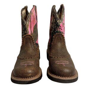 ARIAT Fatbaby Mossy Oak Pink Camo Western Roper Short Boots Womens SZ 6.5B